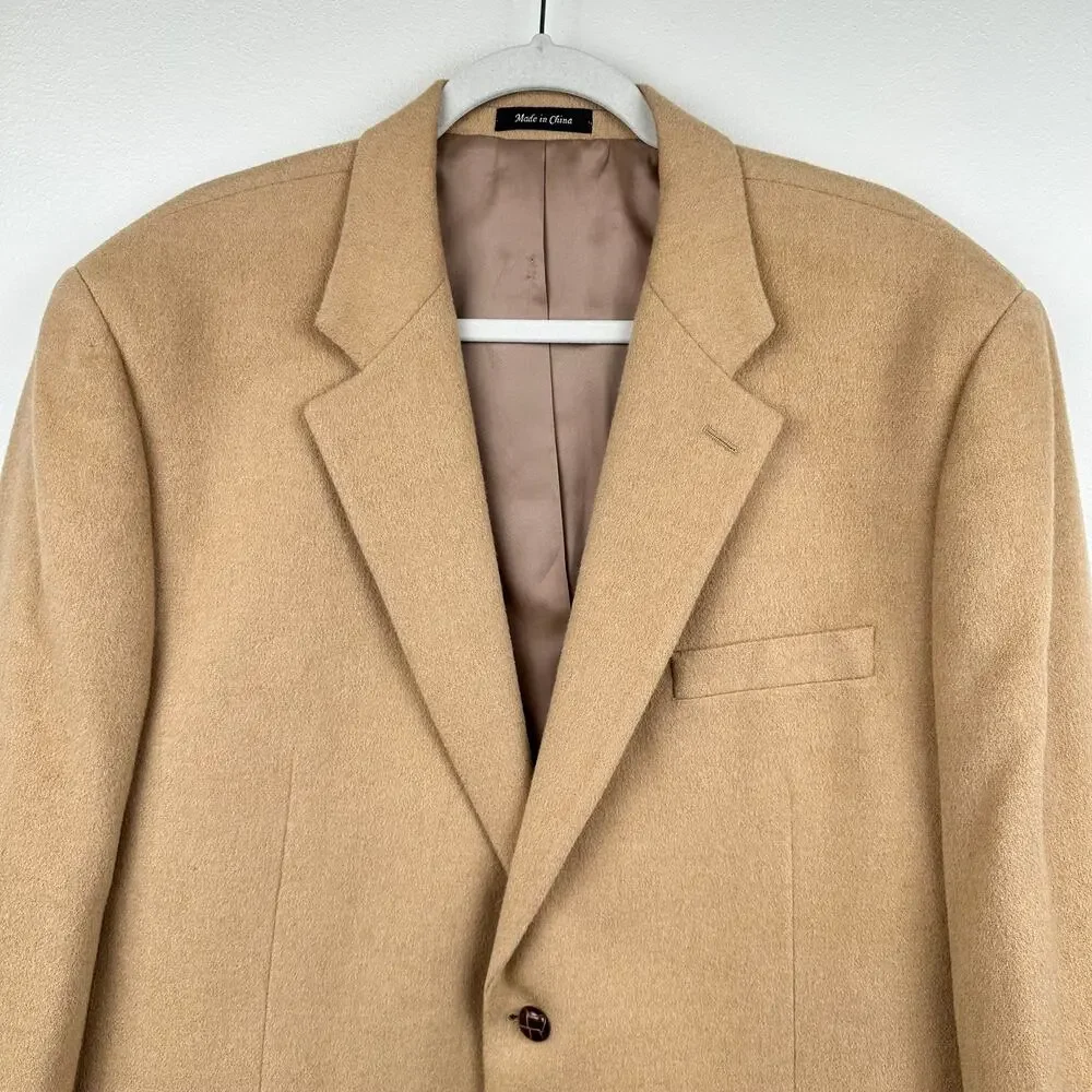 NEW CHAPS Men's Blazer Jacket 100% Camel Hair 2 Button Tan 46R Quiet Luxury